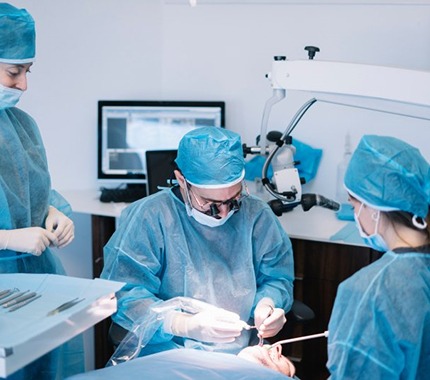 an oral surgeon performing the dental implant procedure