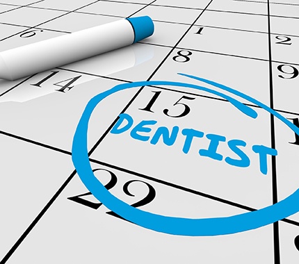 Dental appointment circled on calendar