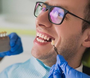 young man getting dental implants in Hillsboro