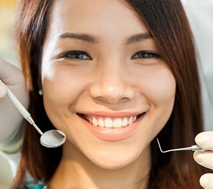 Closeup of woman during dental exam