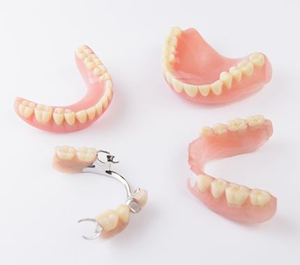 Partial and full dentures prior to placement